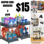 Under Sink Organizer and Storage, PHINOX Bathroom Organizer Under Sink-2 PACK