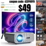 VACASSO Native 1080P Portable Projector 4K Supported with Tripod, Projector with 5G WiFi and Bluetooth