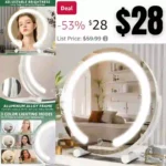 Vanity Mirror with Lights, Round Light Up Makeup Mirror, LED Mirror Makeup Mirror with Lights for Bedroom Tabletop