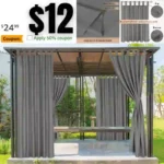 Waterproof Outdoor Curtains for Patio, Weatherproof Tab Top Outdoor Privacy Curtains for Porch