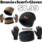 Winter Hat Beanie Scarf Touchscreen Gloves Set for Men Women