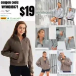 Womens Half Zip Cropped Pullover Crewneck Sweatshirts Quarter Zipper Hoodies Long Sleeve Clothes Sweaters Fall Outfits