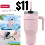 tumbler with handle and straw,Keeps Drinks Cold up to 34 Hours,Fit in Car Cup Holder,Dishwasher Safe and BPA Free