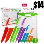 12-Piece Knife Set Stainless Steel, Protective Sheaths, Cutting Board