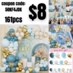 161Pcs Dusty Blue Balloon Garland Arch Kit, Fog Blue Royal Blue Sand White Metallic Gold Confetti Balloons for Baby Shower Wedding Engagement Anniversary Birthday Party Decorations