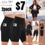 2 Pack Biker Shorts Women 8 High Waisted Compression Yoga Workout Shorts