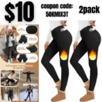 2 Pack Fleece Lined Leggings Women, Thermal Warm Black Winter Workout Yoga Leggings