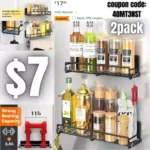 2 Pack Magnetic Spice Rack, Magnetic Shelf for Fridge, Hanging Magnetic Storage for Kitchen Organiser