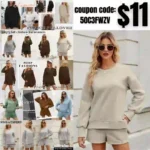2 Piece Outfits Sweatsuit Sweatshirt Fall Clothes for Womens Fashion Long Sleeve