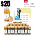 24 Pcs Glass Spice Jars with Bamboo Lids, 4 oz Glass Jars with Minimalist Farmhouse Spice Labels Stickers