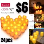 24Pcs Flameless Candles Cream Light Tea Candles Flickering Votive Candles Battery Operated LED Tea Lights Electric Fake Candles