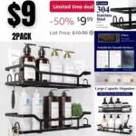 2PACK Shower Caddy Extra Large – Adhesive Shower Organizer, Stainless Steel Shower Shelf for Inside Shower