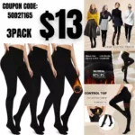 3 Pack Fleece Lined Tights for Women-Premium Thermal Winter Warm Black Tights High Waisted Pantyhose