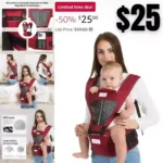 4-in-1 Baby Carrier with Hip Seat Lumbar Support,One Size Fits All Newborn to Toddler(8-55 lbs) – Cool Air Mesh