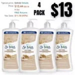 4PACK Soothing Hand and Body Lotion Moisturizer for Dry Skin Oatmeal and Shea Butter Made with 100 percent Natural Moisturizers