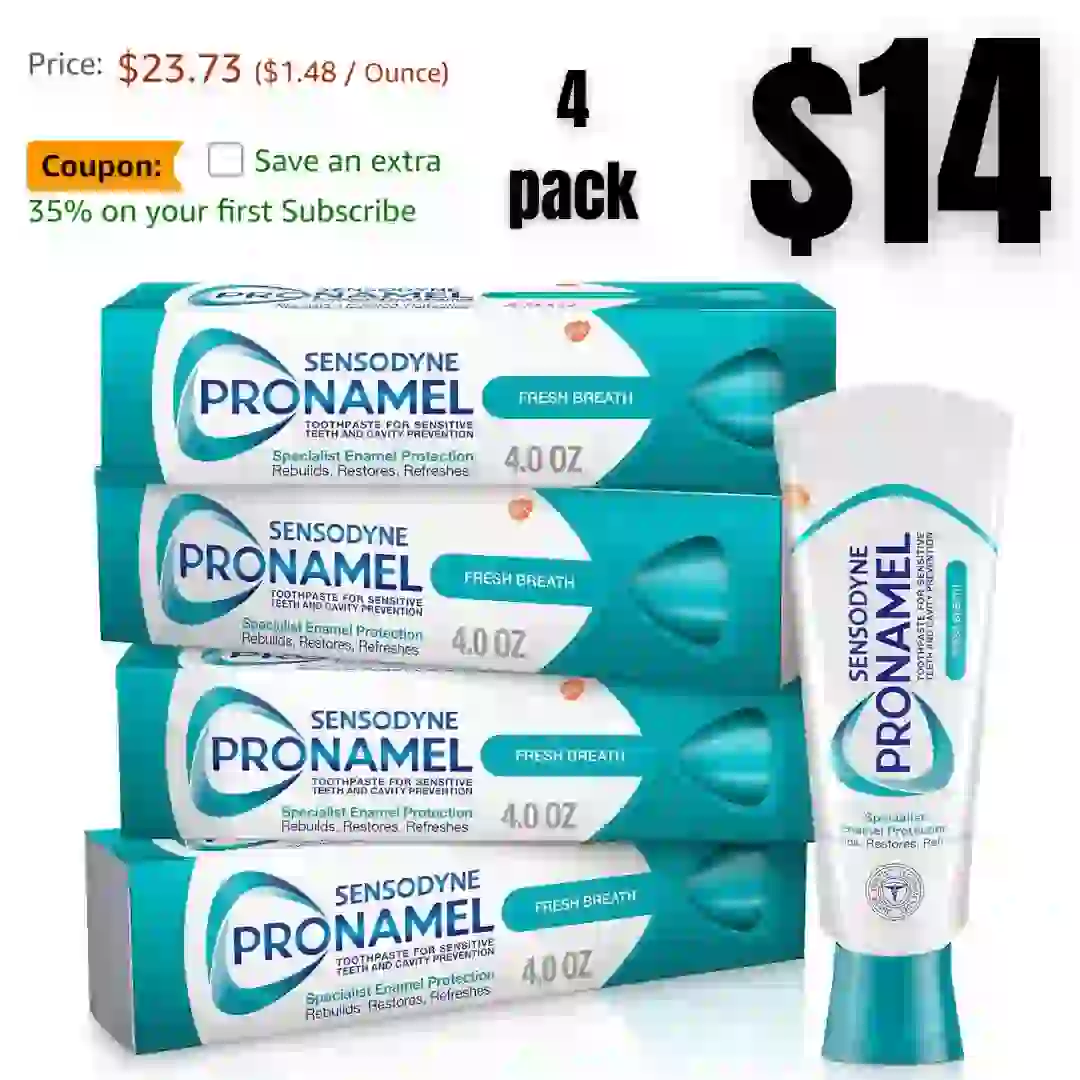4pack Sensodyne Pronamel Fresh Breath Enamel Toothpaste for Sensitive Teeth and Cavity Protection
