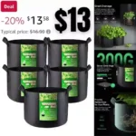 5-Pack 5 Gallon Grow Bags Heavy Duty 300G Thickened Nonwoven Plant Fabric Pots with Handles