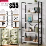 5 Tiers Bookshelf, Classically Tall Bookcase Shelf,Industrial Book Rack,Modern Book Holder
