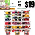 52 Piece Airtight Food Storage Containers with Lids