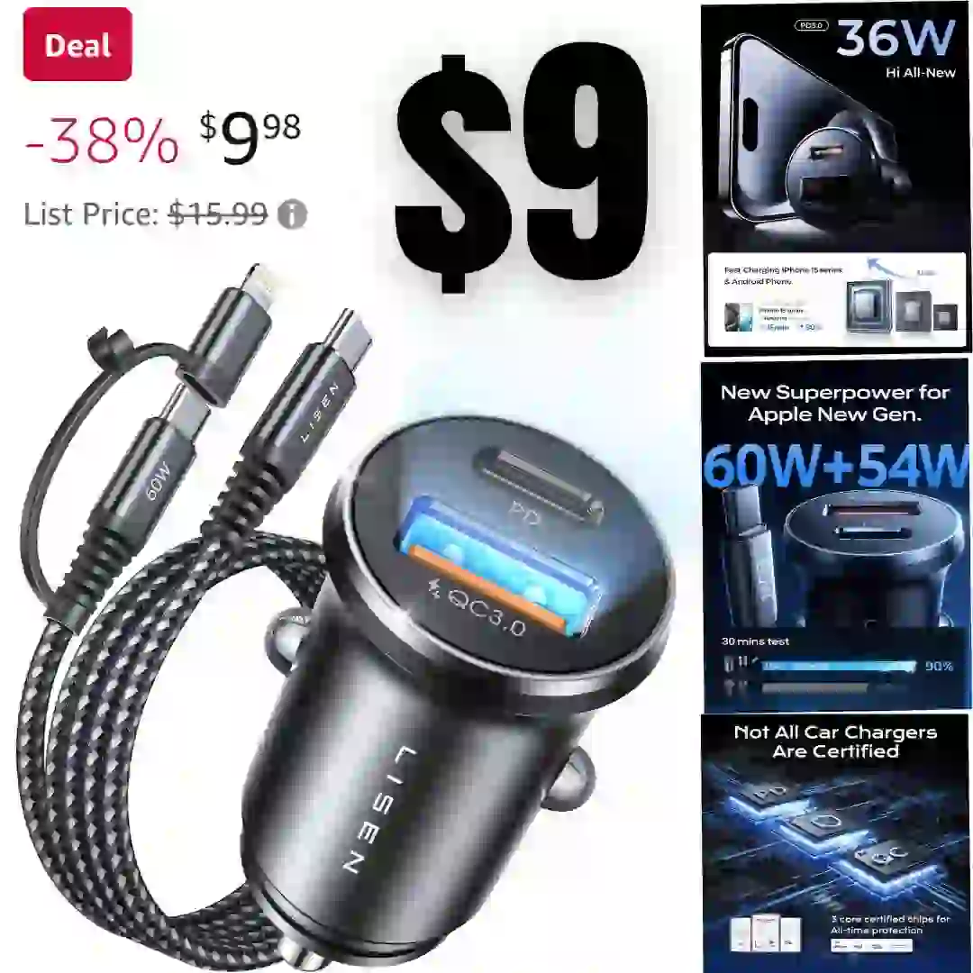 54W USB C Car Charger Adapter