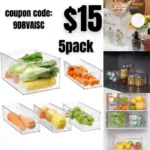 5pack Refrigerator Organizer Bins, Stackable Food Storage Bins