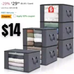 6 Pack Clothes Storage, Foldable Blanket Storage Bags, Storage Containers for Organizing