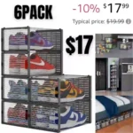 6-Pack Large Shoe Storage Boxes, Shoe Organizer, Clear Plastic Shoe Boxes, Shoe Containers Sneaker Storage