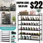6 Tier Stackable Shoe Rack Organizer Storage, Adjustable Fabric Shoe Shelf for Closet Closet Hallway Bedroom Entryway