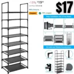 8 Tier Metal Sturdy Shoe Rack for EntrywayCloset, Stores 16-20 Pairs of Shoes