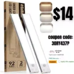 92 LED Under Cabinet Light, Motion Sensor Light Indoor, 3 Color Temps Under Cabinet Lighting with Rechargeable Battery