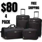 American Tourister Fieldbrook XLT Softside Upright Luggage, Black, 4-Piece Set