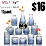 Arme Bud Vase Set of 12, Blue Vases Clear Flower Vase in Bulk