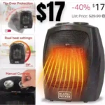 BLACK+DECKER Portable Space Heater, Room Space Heater with Carry Handle for Easy Transport