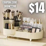 Bemgue Makeup Organizer for Vanity, 360 Rotating Countertop Makeup Organizer with Brush Holder