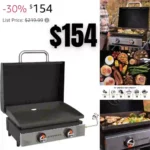 Blackstone 1813 Stainless Steel Propane Gas Hood Portable, Flat Griddle Grill Station for Kitchen