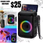 Bluetooth Speaker, IPX5 Waterproof Speaker with HD Sound, RGB Multi-Colors Rhythm Lights, Up to 8H Playtime