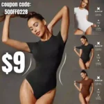 Bodysuits for Women Round Neck Short Sleeve Body Suits