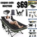 Camping Cots with Mattress Sleeping Cots for Adults 900lbs Double Layer Oxford Portable Folding Cots, Lightweight