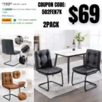 Chairs Set of 2, Modern Dining Room Chairs, Kitchen Chairs, Kitchen & Dining Room Chairs, Side Chairs with Stainless Chrome Base, Heavy Duty