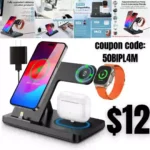 Charging Station for iPhone Multiple Devices, Foldable 3 in 1 Fast Charging