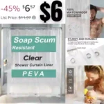 Clear Shower Curtain Liner, Waterproof Plastic Shower Liner, Cute Lightweight PEVA Shower Curtain for Bathroom with 3 Magnets and 12 Rustproof Metal Grommets