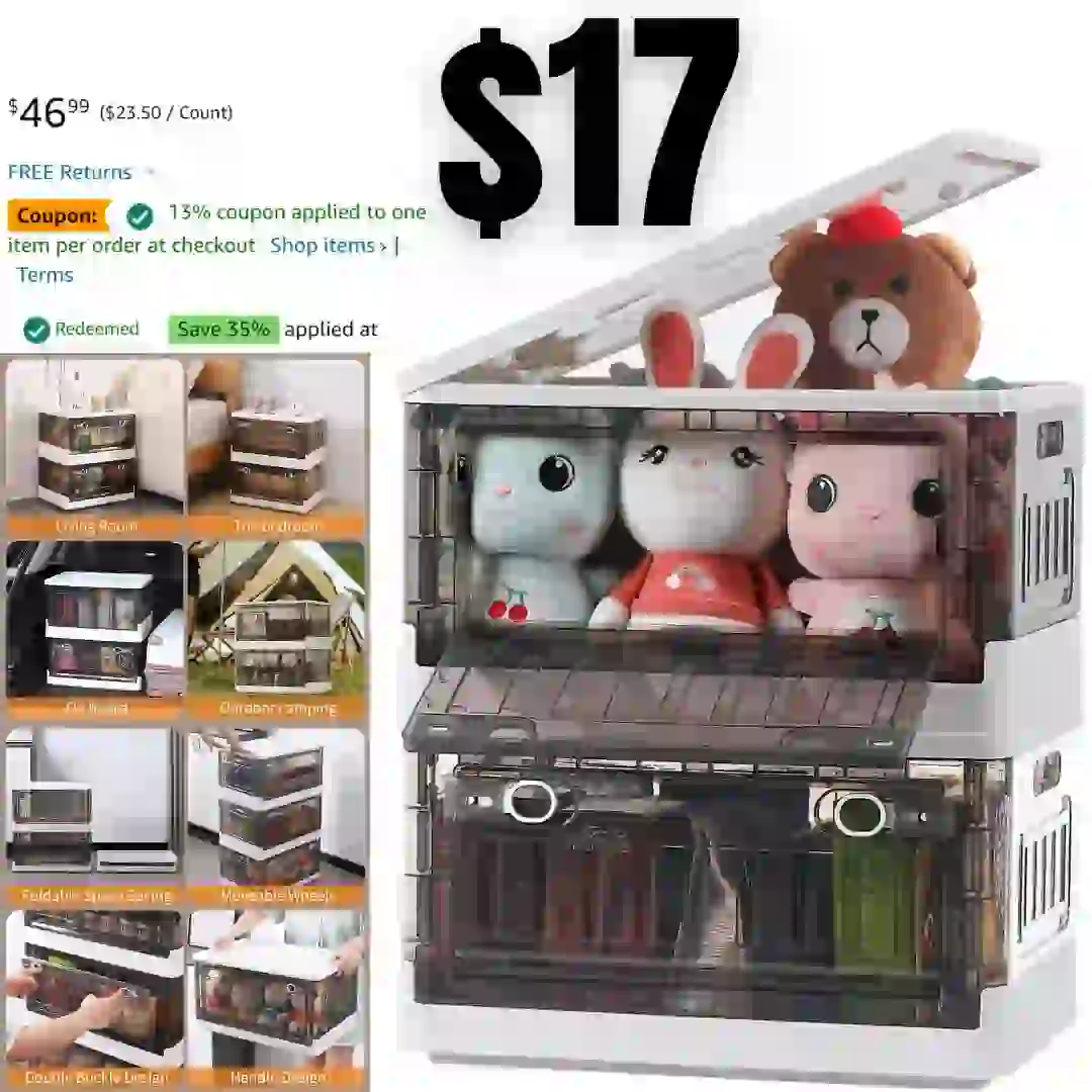 Closet Organizers and Storage – Stackable Collapsible Storage Bins 7.2 Gal, Storage Bins with Lids and Wheels