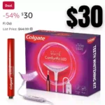 Colgate Optic White ComfortFit Teeth Whitening Kit with LED Light and Whitening Pen
