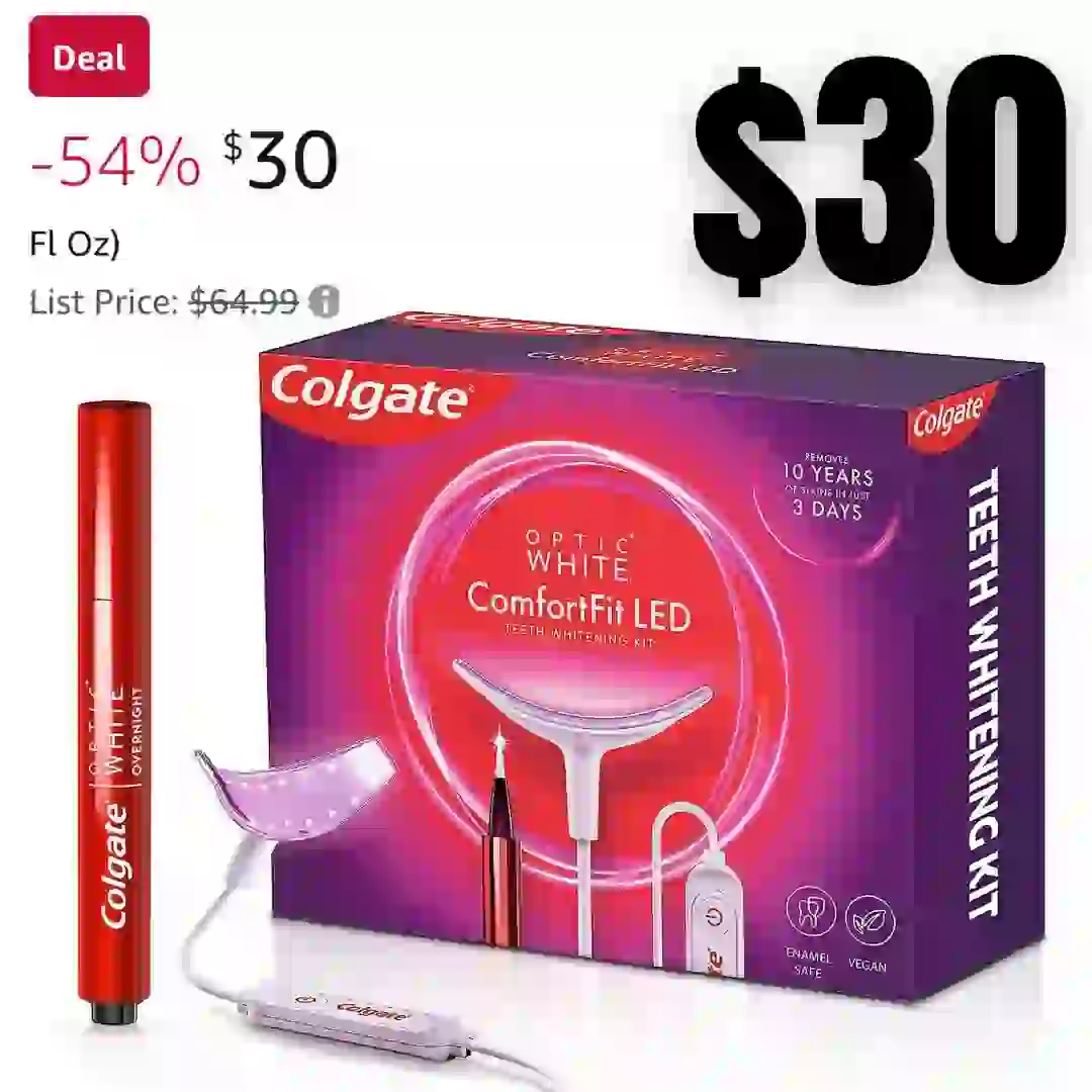 Colgate Optic White ComfortFit Teeth Whitening Kit with LED Light and Whitening Pen