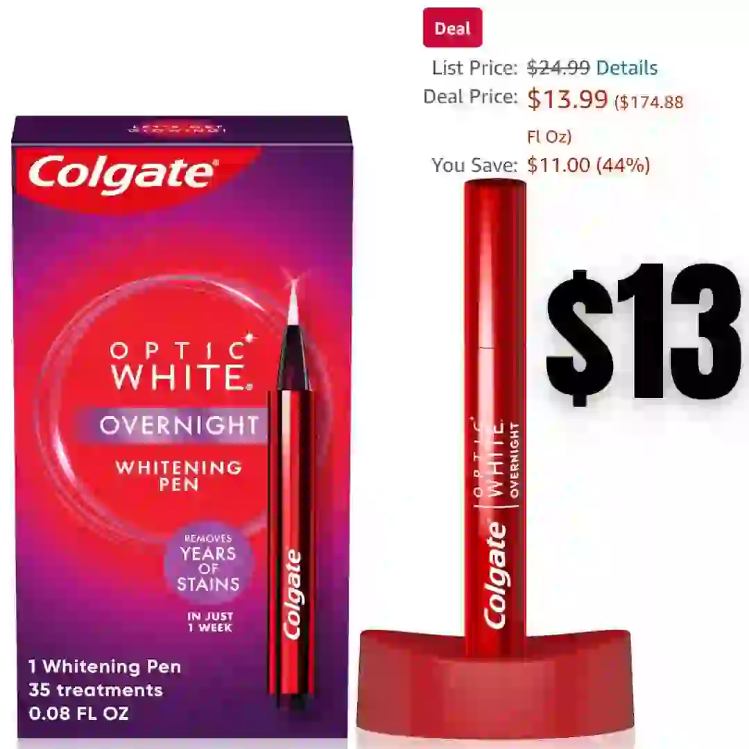 Colgate Optic White Overnight Teeth Whitening Pen, Teeth Stain Remover to Whiten Teeth