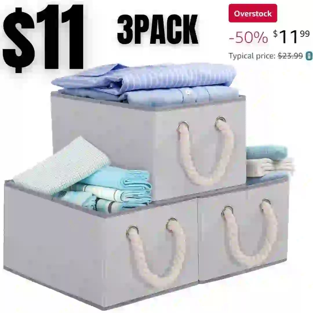 Collapsible Storage Bins Cubes With Handles, Decorative Storage Baskets For Shelves Organizing