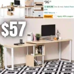 Computer Desk 360 Rotating Corner L Shaped Table with Storage Shelves, Home Office Study Writing Workstation Space-Saving