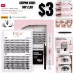 DIY Eyelash Extension Kit, 240 Pcs Lash Clusters individual Cluster Lashes with Super Hold