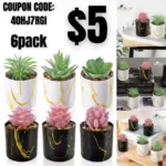 Der Rose Set of 6 Small Fake Plants Succulents for Home Office Desk Accessories for Women