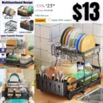 Dish Drying Rack – 2 Tier Dish Drying Rack and Drainboard for Apartment Kitchen Counter